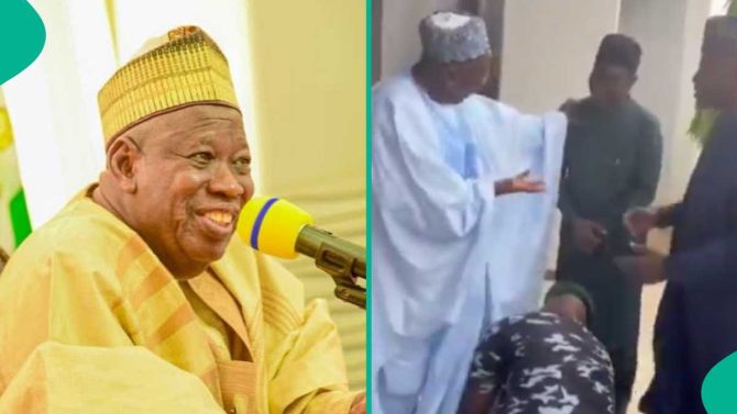 Ganduje reacts to backlash following viral video of policeman lacing his shoe