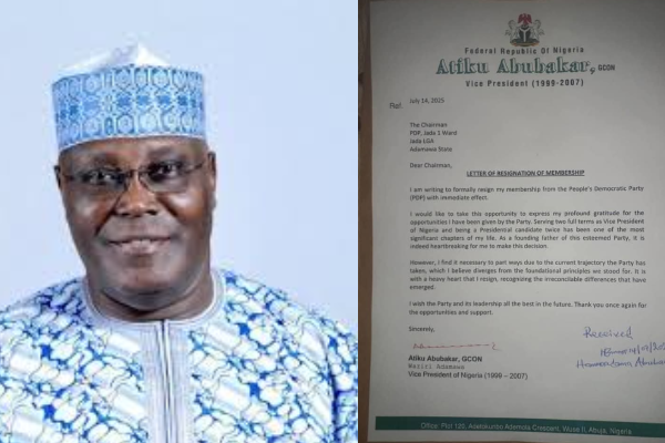 Atiku Abubakar Resigns from PDP, Cites Departure from Party Ideals