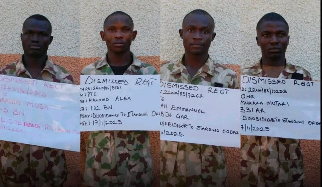 Army Dismisses Four Soldiers Serving in Operations Against Boko Haram for Allegedly Disobeying Standing Order