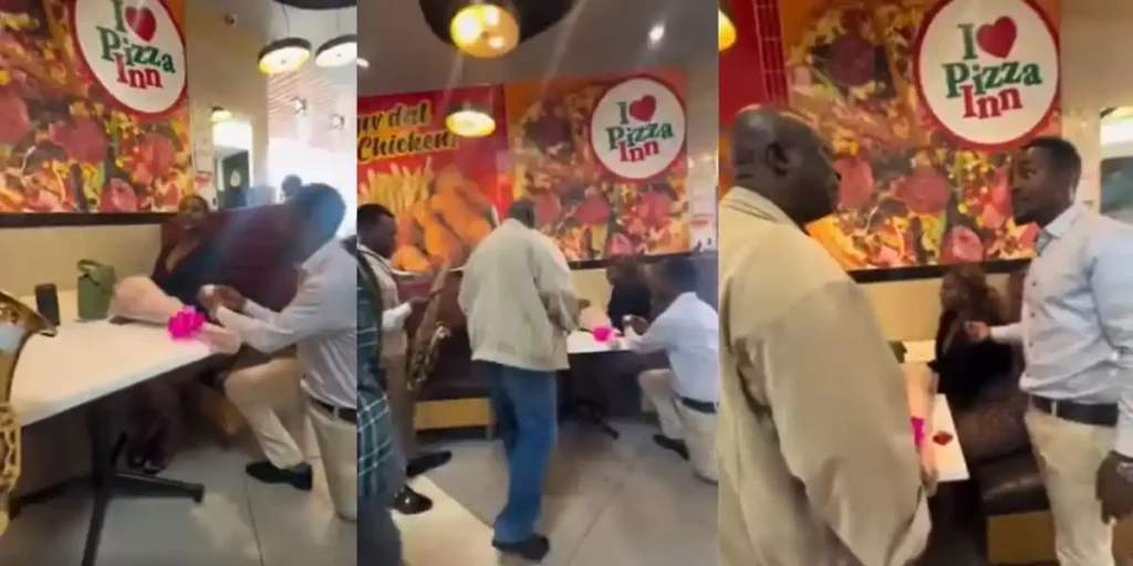 VIDEO: Restaurant proposal goes wrong as man discovers his girlfriend has a sugar daddy 