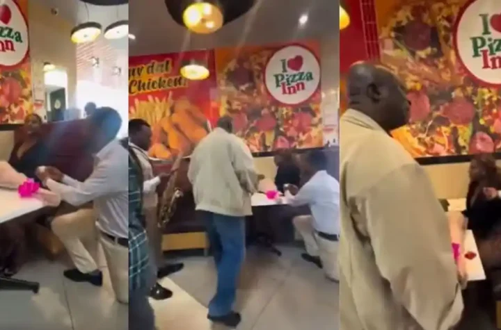 VIDEO: Restaurant proposal goes wrong as man discovers his girlfriend has a sugar daddy 