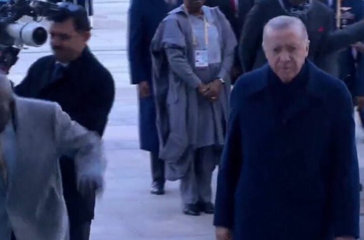 Panic as Pres. Tinubu trips and falls during welcome ceremony in Turkey (VIDEO)