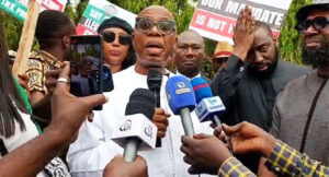 They Accuse Us Of Encouraging Protests While Our Kids Are Abroad. I Brought My Medical Doctor Son To Treat Protesters — Rotimi Ameachi Says At The INEC Protests