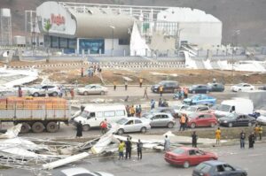 9 months after inauguration, Rain destroys Bus Terminal built by Wike