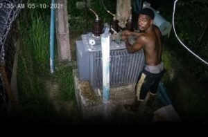 CCTV Captures shirtless Man Vandalizing a Transformer in Ondo state