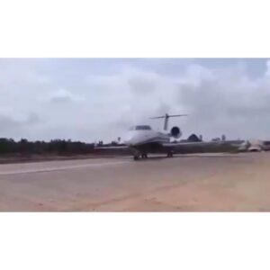 The moment a Private Jet landed and took off in the middle of the road in Delta State after landing failure at the Asaba airport