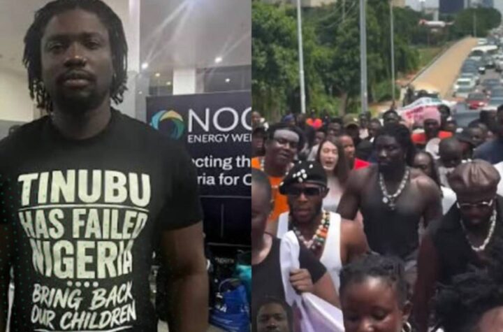 VDM leads ‘Tinubu must go’ protest in Abuja after arrival from China [VIDEO]